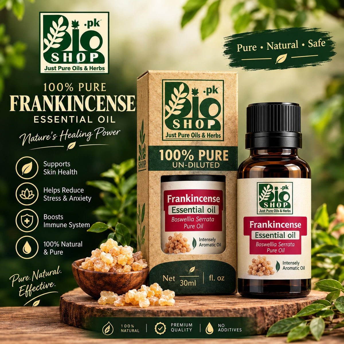 BioShop 100% Pure Frankincense Essential Oil (Boswellia Serrata) - 30ml